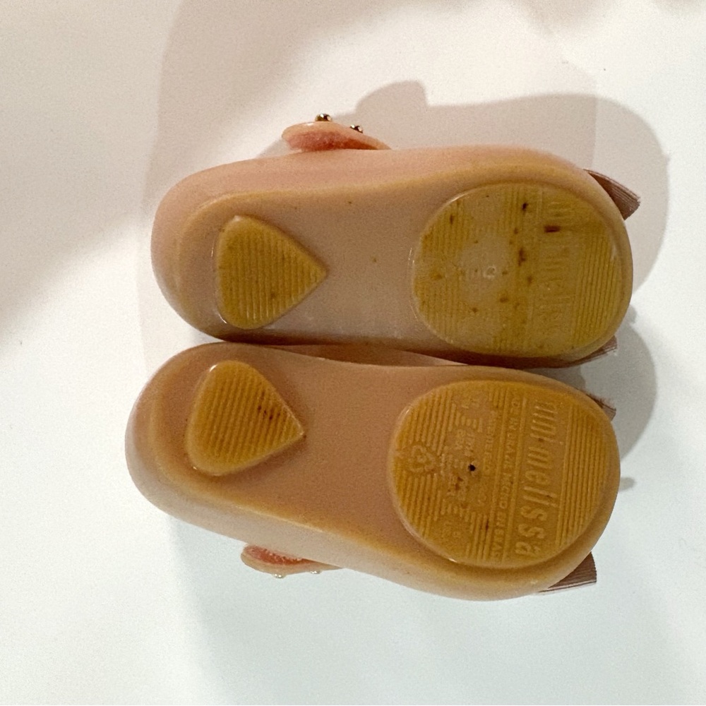 Mini Melissa Girls Pink Glitter & Nude Bow Jelly Mary Jane Sandals - Picture 11 of 12